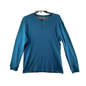 Lee Mens Long-Sleeve Henley Shirt Large Regular Fit Cotton Blend Durable Fabric